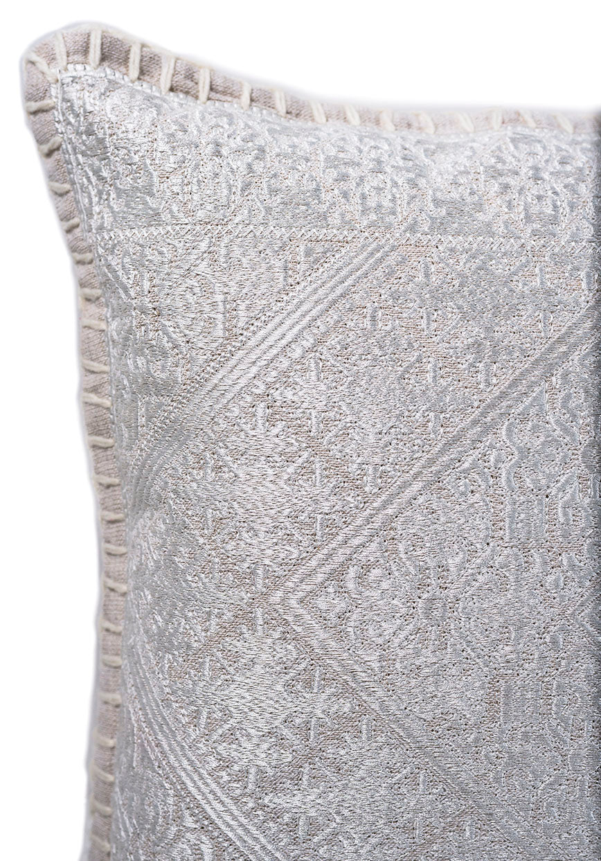 In-Sattva Off-White Shiny Cushion Cover and Pillow 14 X 20