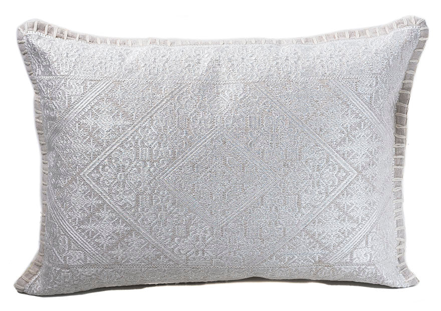In-Sattva Off-White Shiny Cushion Cover and Pillow 14 X 20