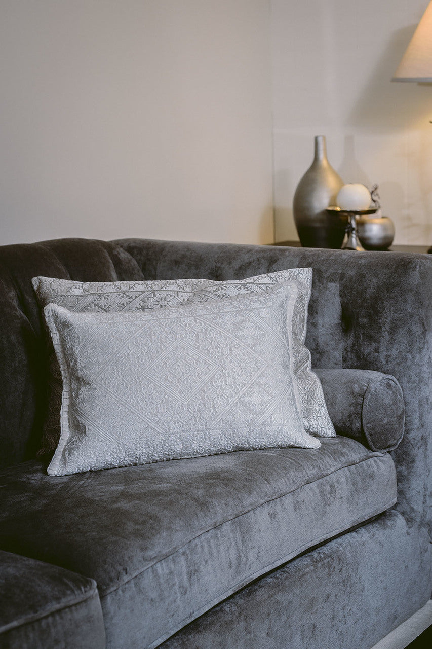 In-Sattva Off-White Shiny Cushion Cover and Pillow 14 X 20