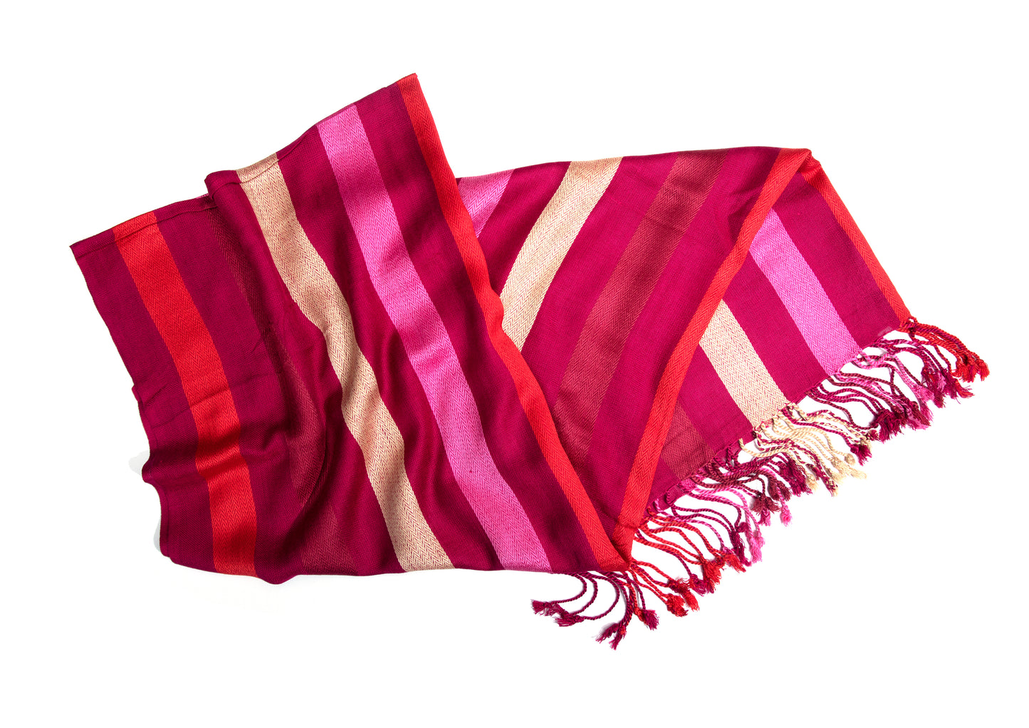 Red Striped Pattern Scarf Stole | Folded