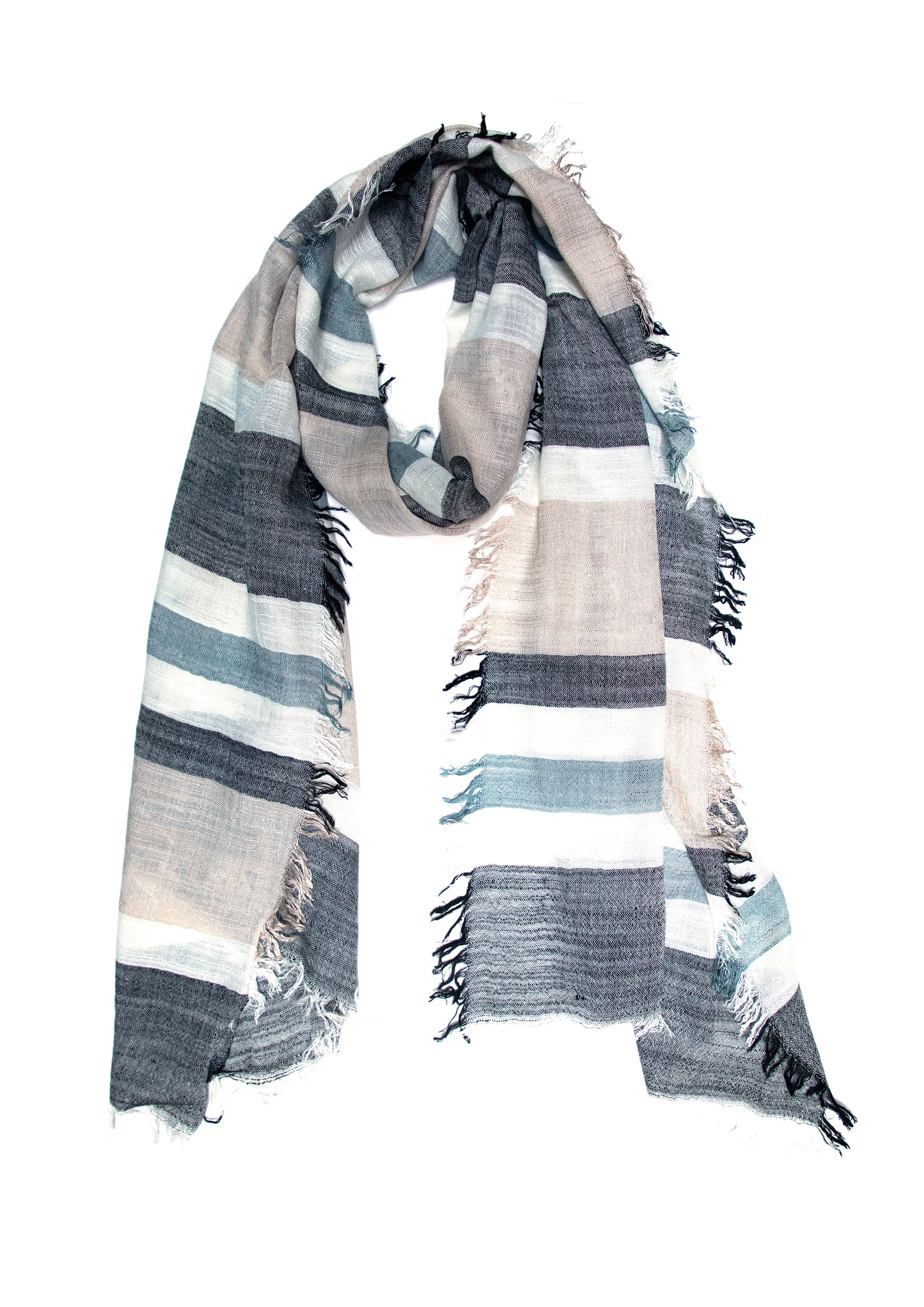 Multi-Colored Blue Grey Scarf Stole | Standard View
