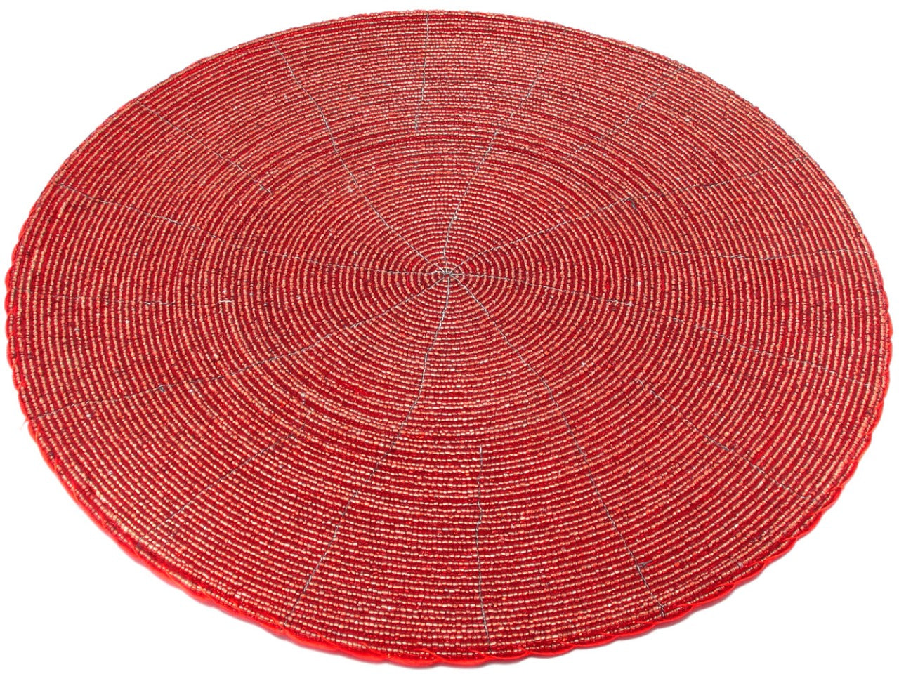 Rangeene Handmade Beaded Circle Red Placemat