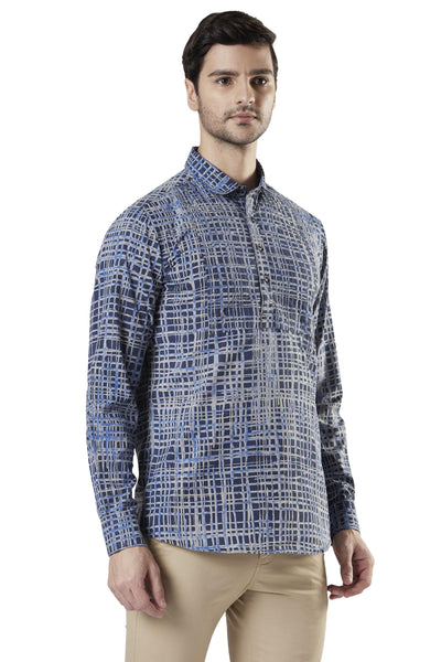 Ethnix Men's Hip-Length Pullover Kurta Tunic made with Faded Cotton Denim Feel