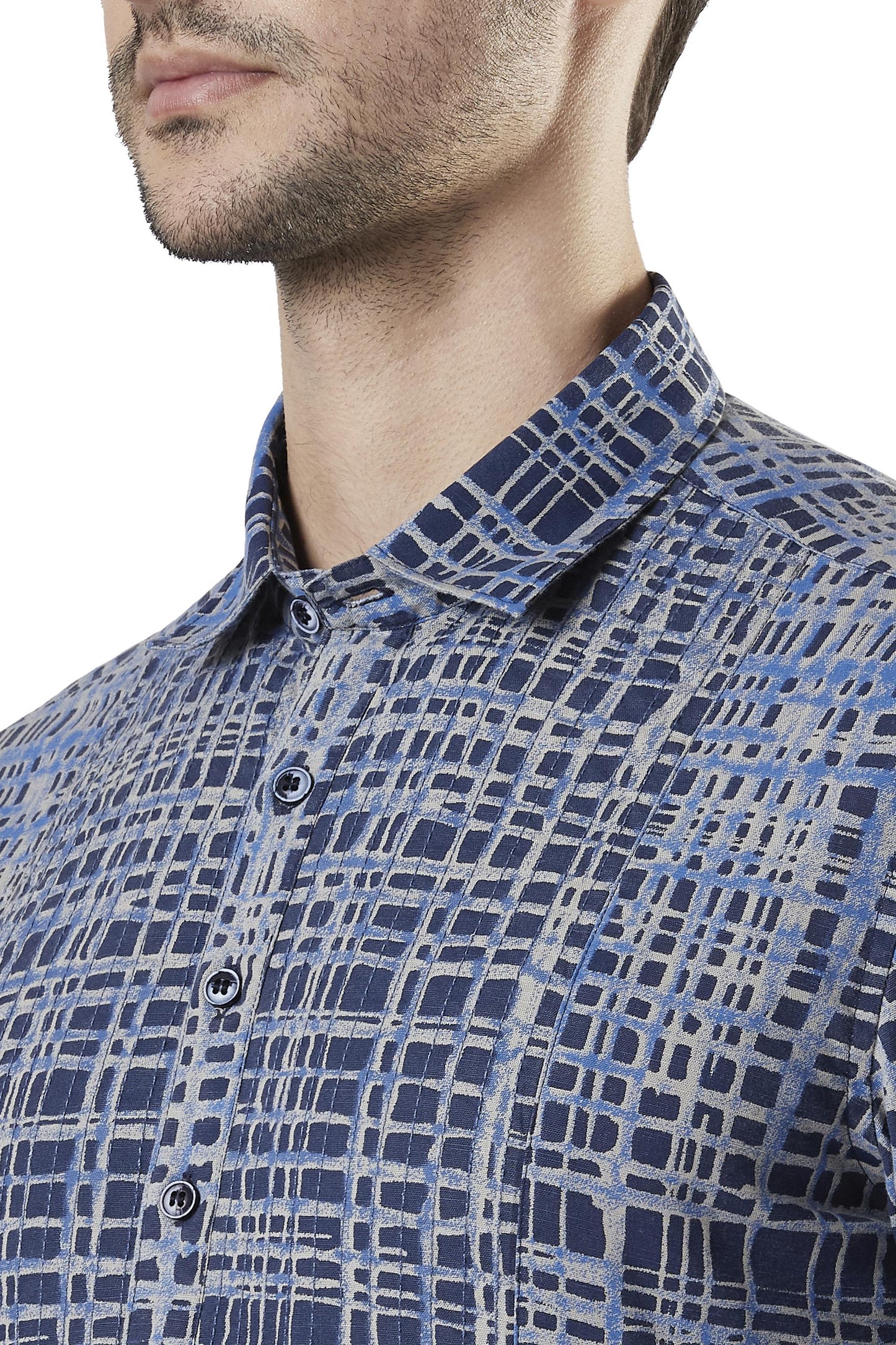 Ethnix Men's Hip-Length Pullover Kurta Tunic made with Faded Cotton Denim Feel