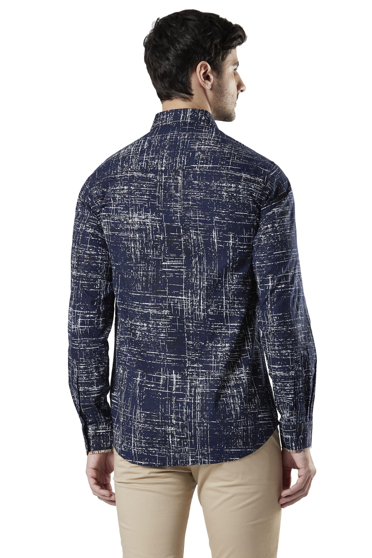 Ethnix Men's Pullover Cotton Indigo Kurta Tunic Shirt-Length with Regular Collar