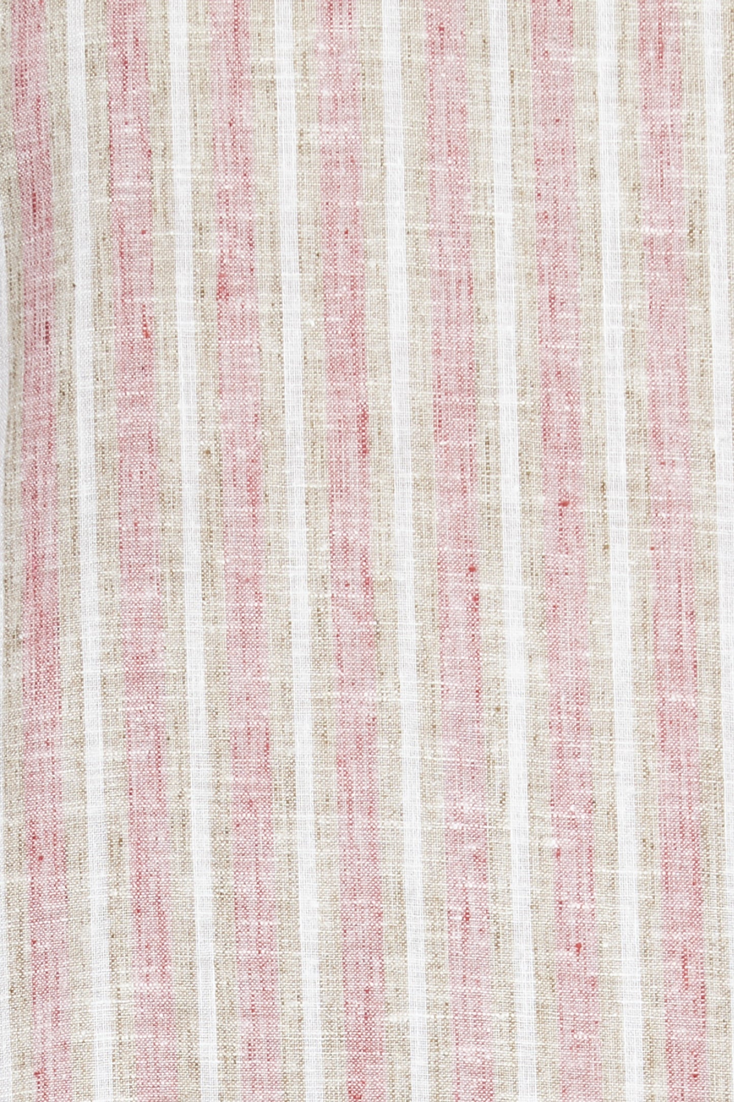 Ethnix Men's Mandarin Collar Fine Pink Stripe with Embroidered Placket Long Kurta Tunic