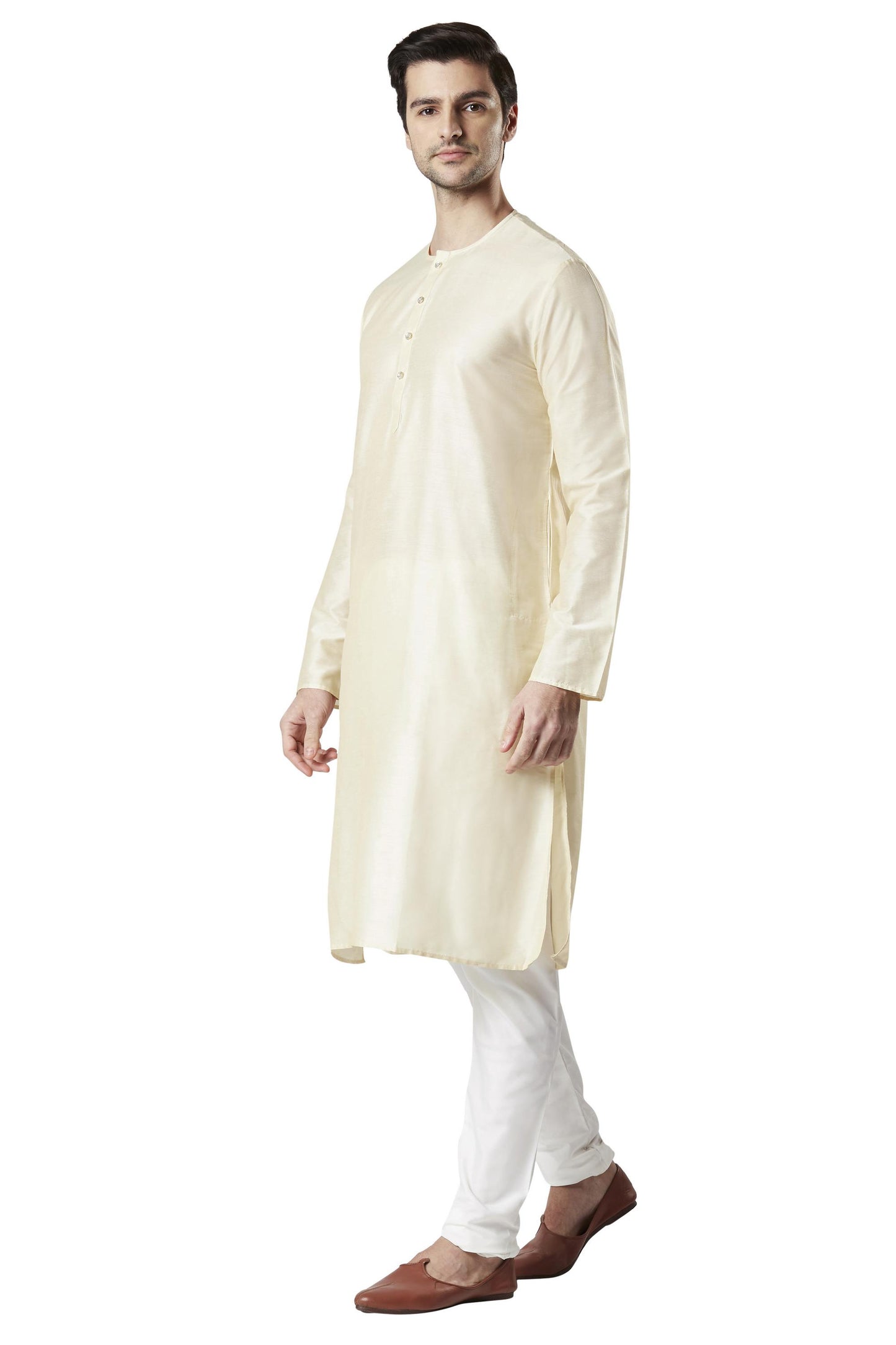 Ethnix Men's Indian Staple Classic Collar Plain Comfortable Long Kurta Tunic