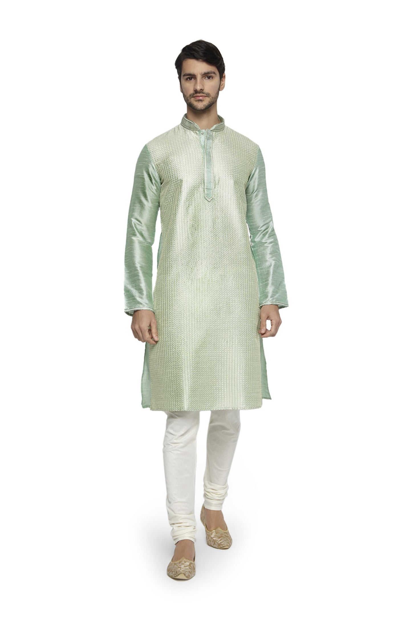 Ethnix Men's Mandarin Collar Festive Collection with Fine Detailing Kurta Pajama 2-piece set