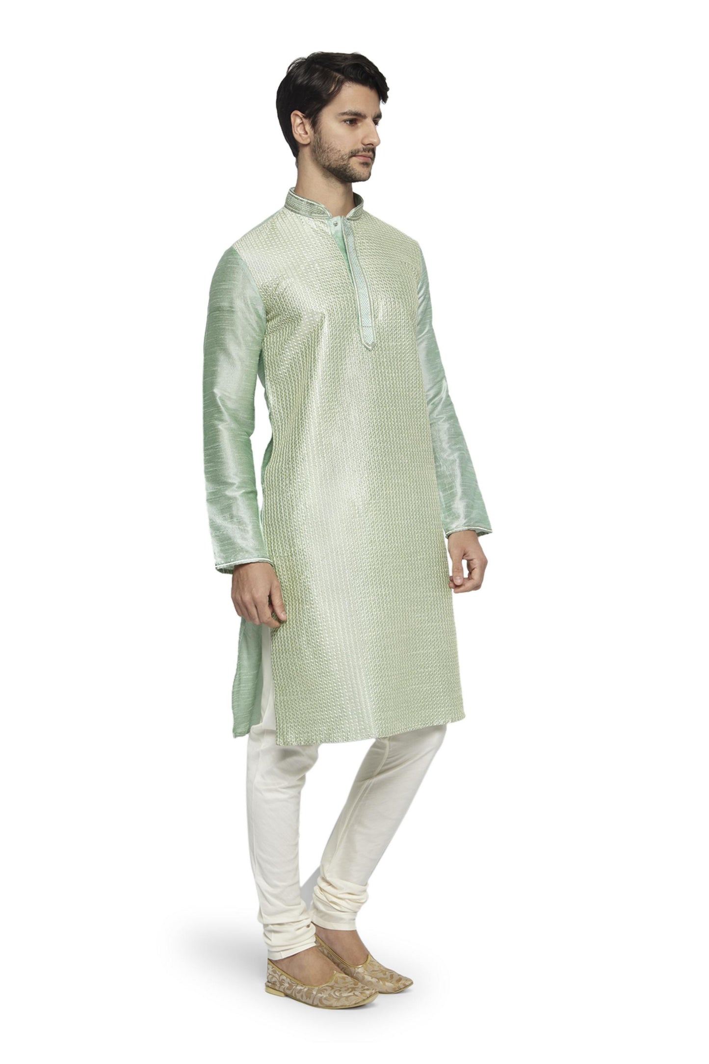 Ethnix Men's Mandarin Collar Festive Collection with Fine Detailing Kurta Pajama 2-piece set