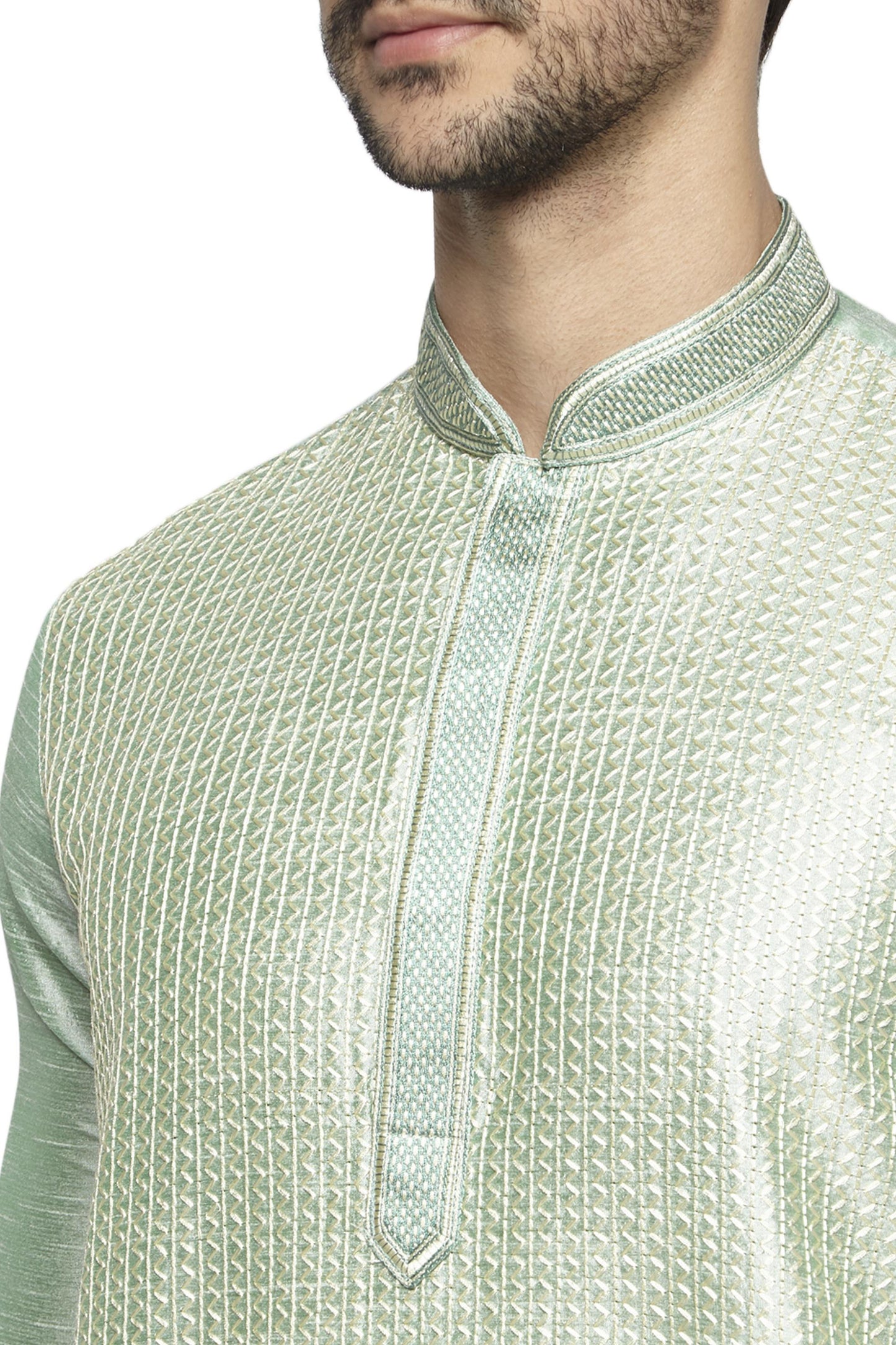 Ethnix Men's Mandarin Collar Festive Collection with Fine Detailing Kurta Pajama 2-piece set