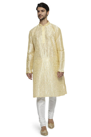 Ethnix Men's Mandarin Collar Festive Collection with Front Embroidered Kurta Pajama 2-piece set