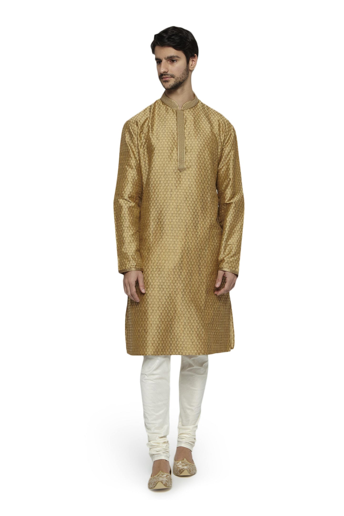Men's gold kurta pajama set