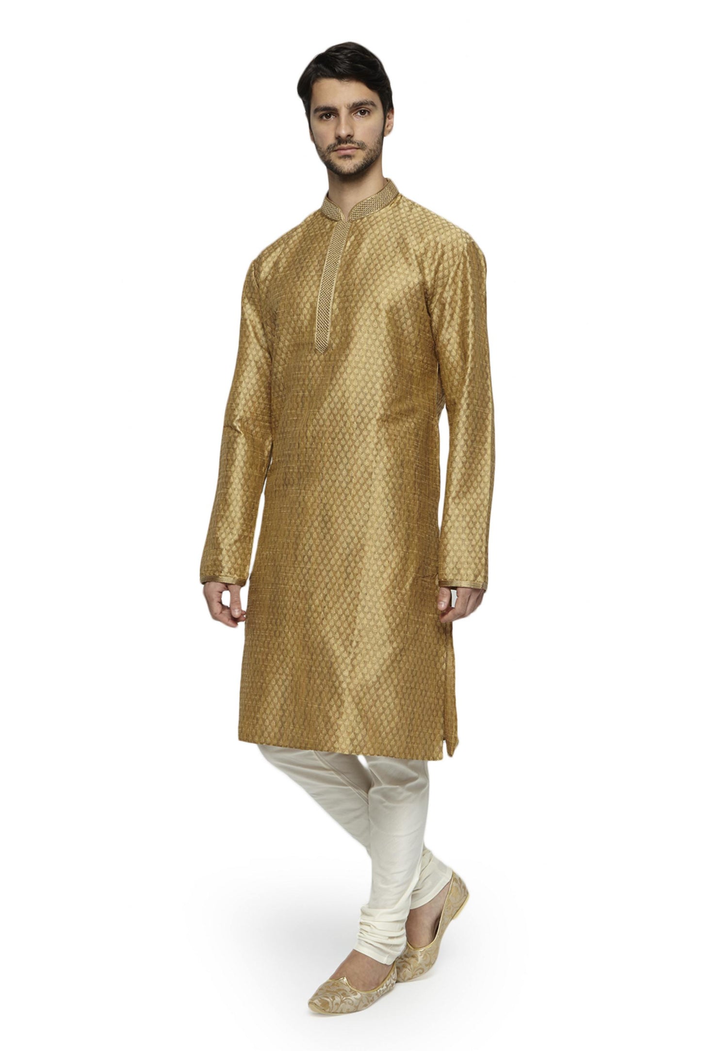Men's gold kurta pajama set