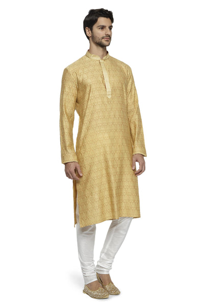 Ethnix Men's Mandarin Collar All-Over Motif Embroidered Kurta Pajama 2-piece set