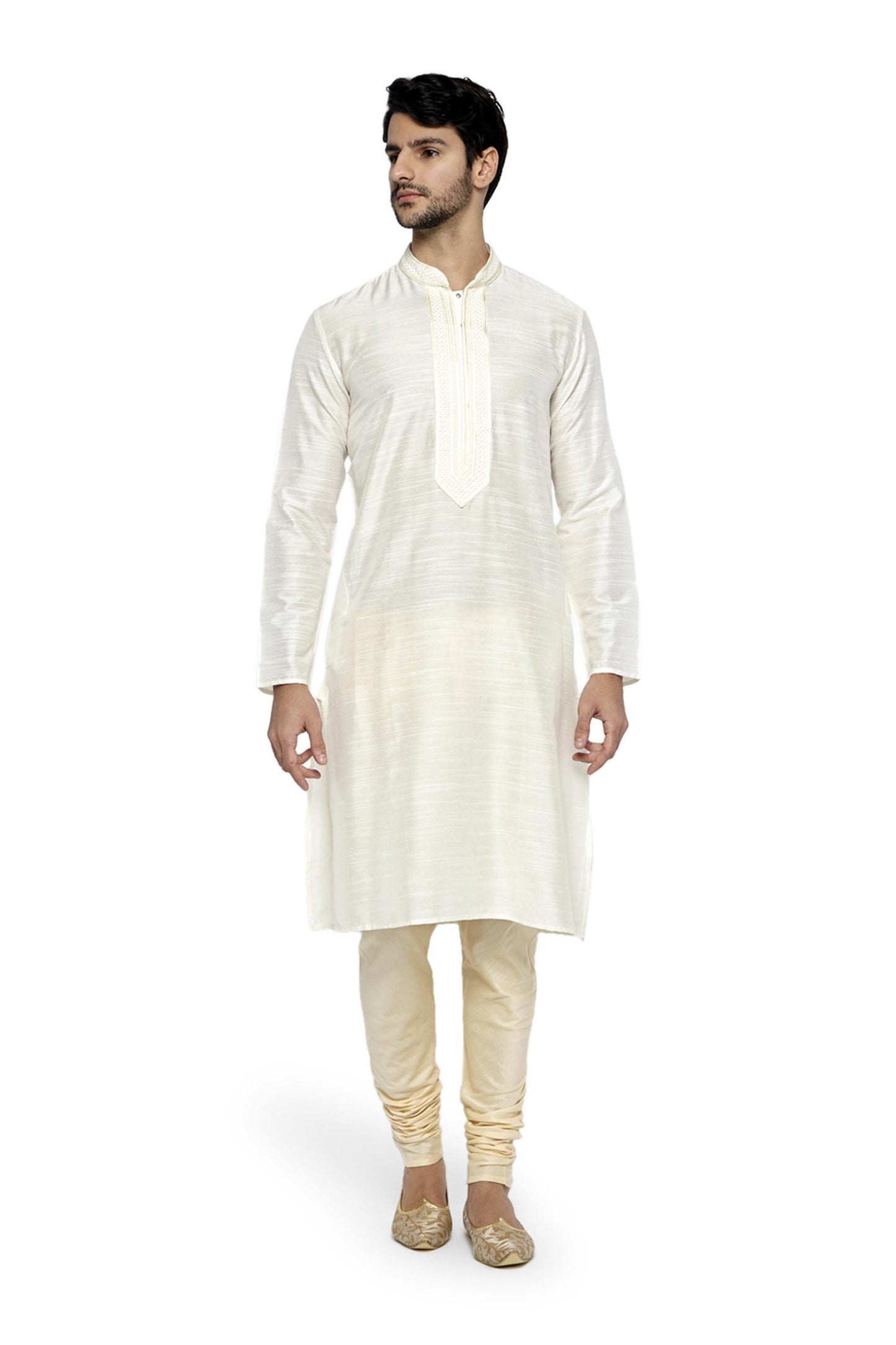 Men's white kurta pajama set front view