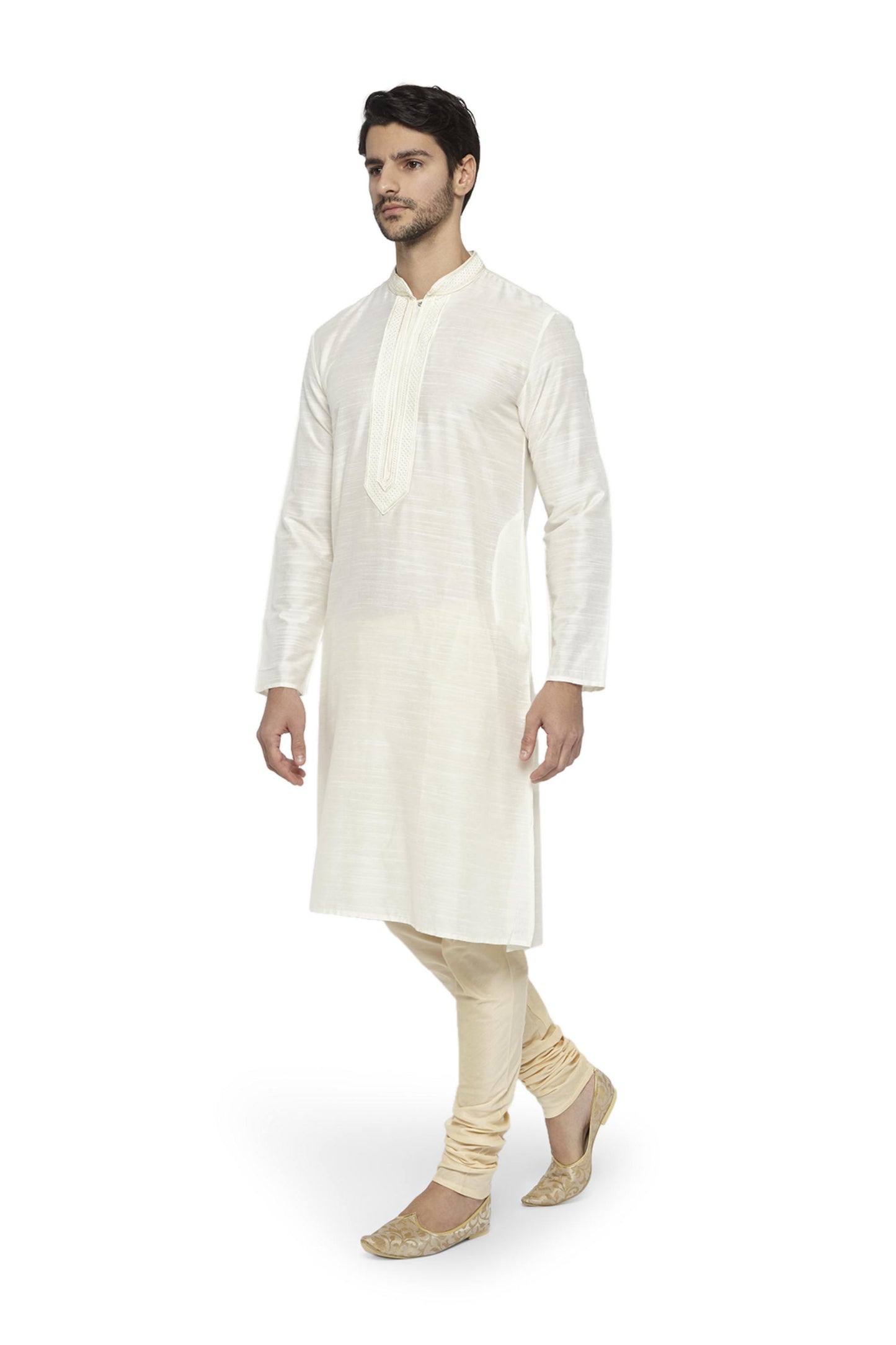 Men's white kurta pajama set side view