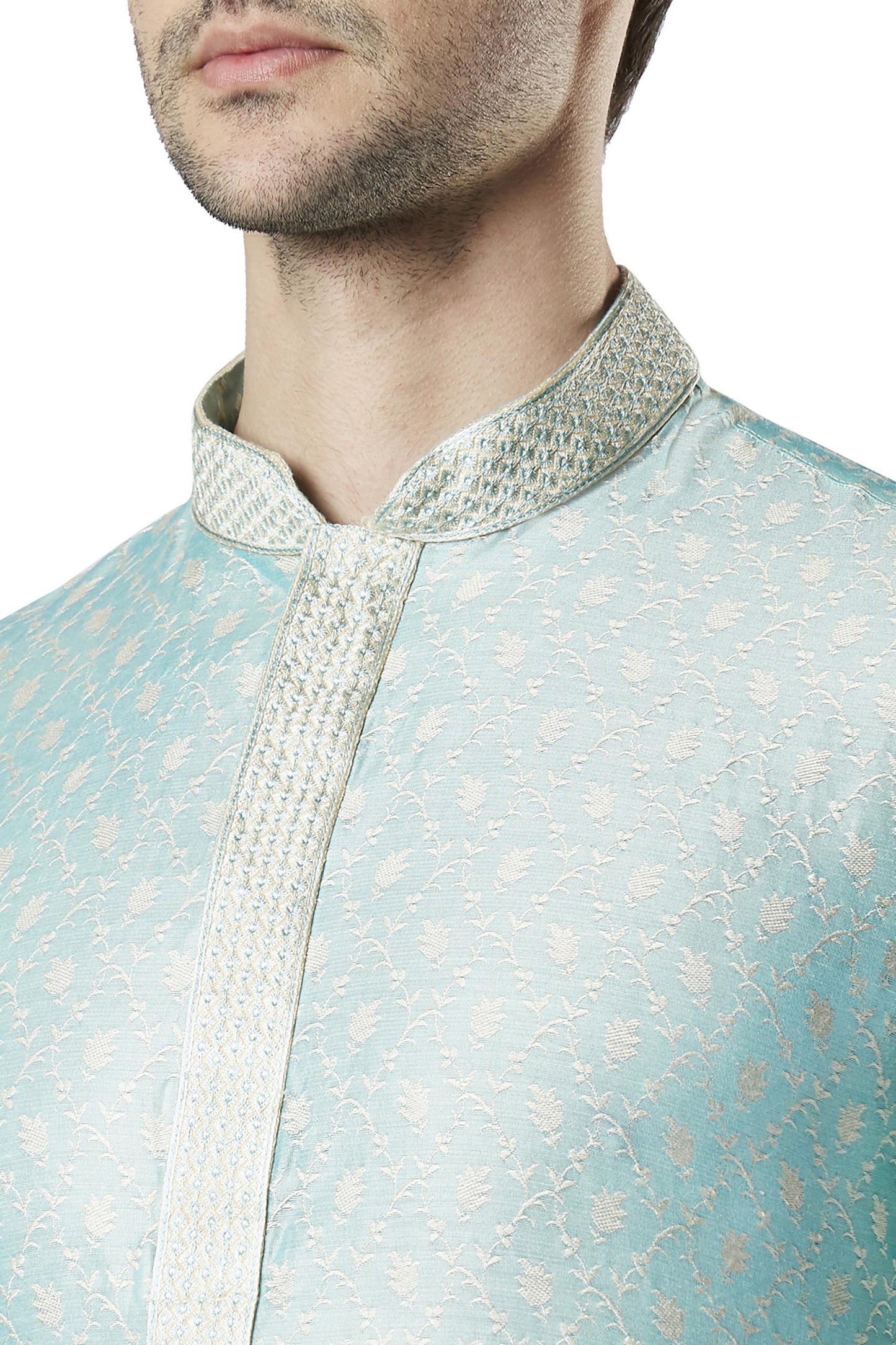 Ethnix Men's Indian All Over Embroidered Festive Cheerful Kurta Tunic Pajama Set