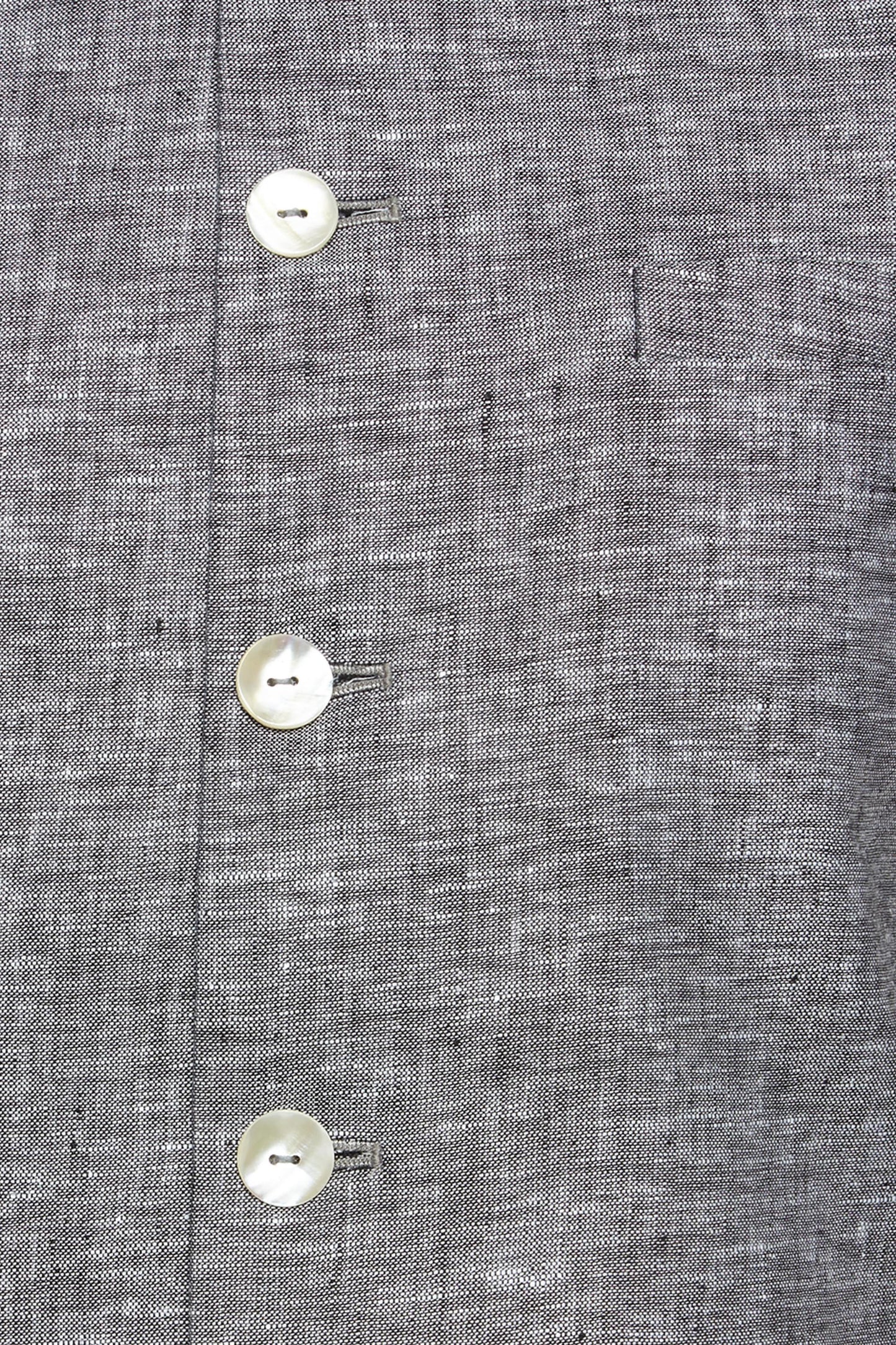 Ethnix Men's Handmade Banded CollarPure Cotton Linen Nehru Jacket Vest; Steel Gray