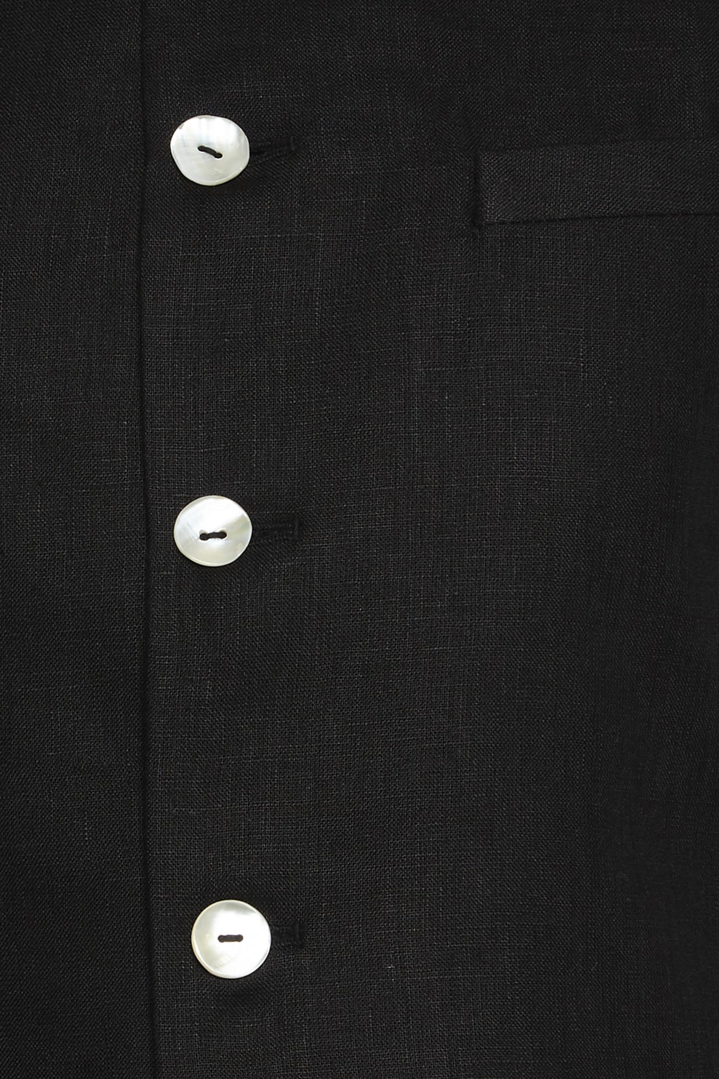 Ethnix Men's Handmade Banded CollarPure Cotton Linen Nehru Jacket Vest; Black