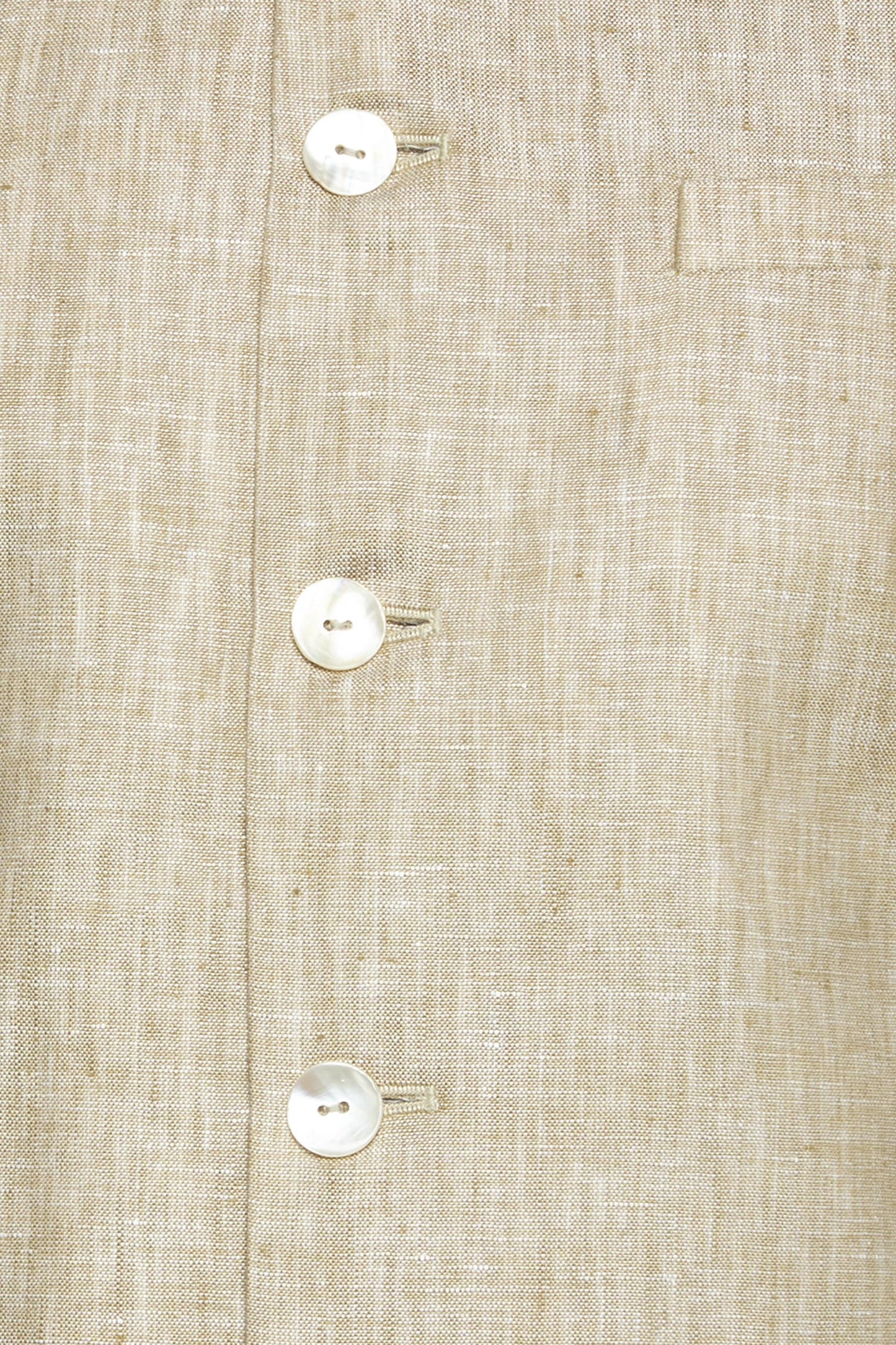 Ethnix Men's Handmade Banded CollarPure Cotton Linen Nehru Jacket Vest; Light Beige