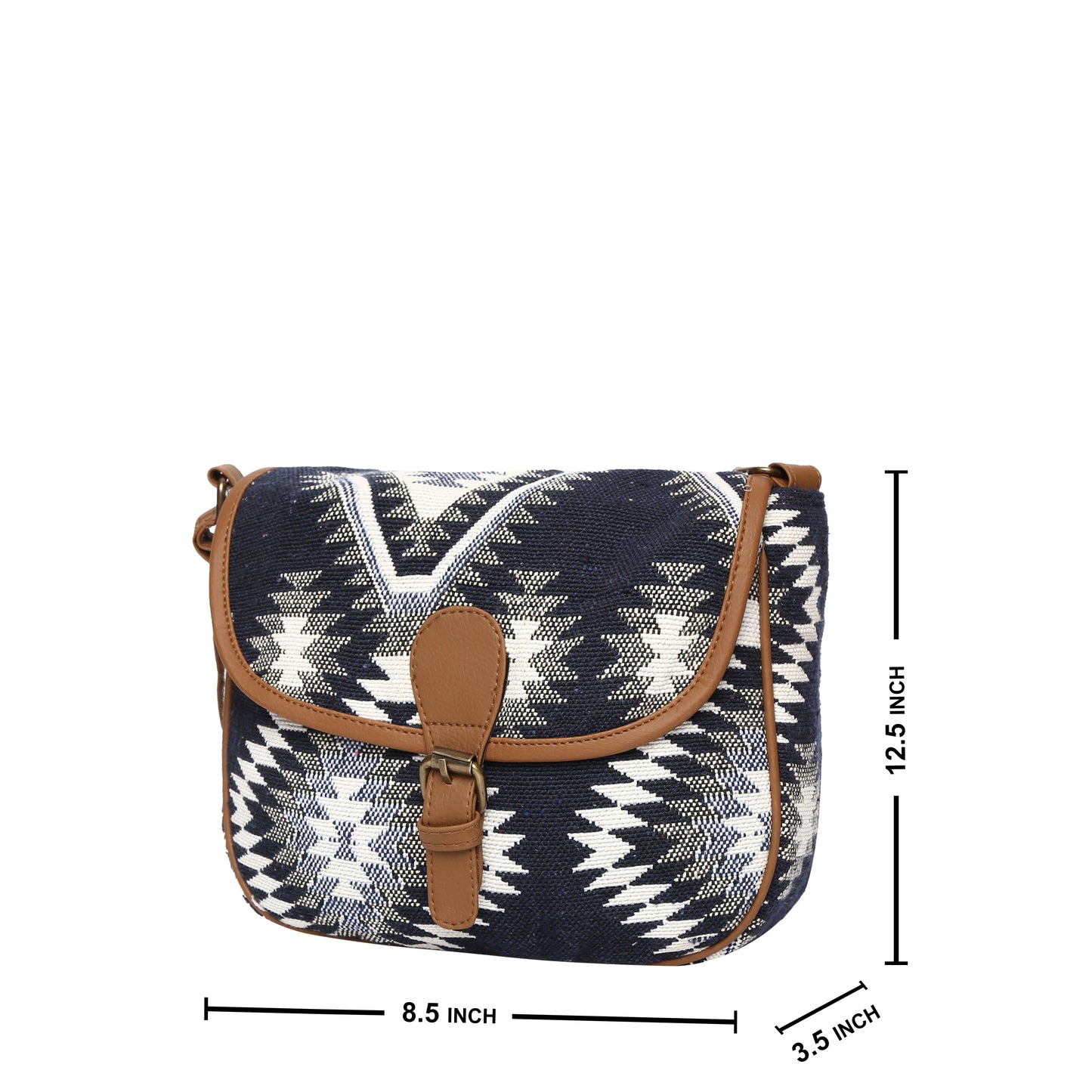 Women's Crossbody Black Aztec Textured Bag