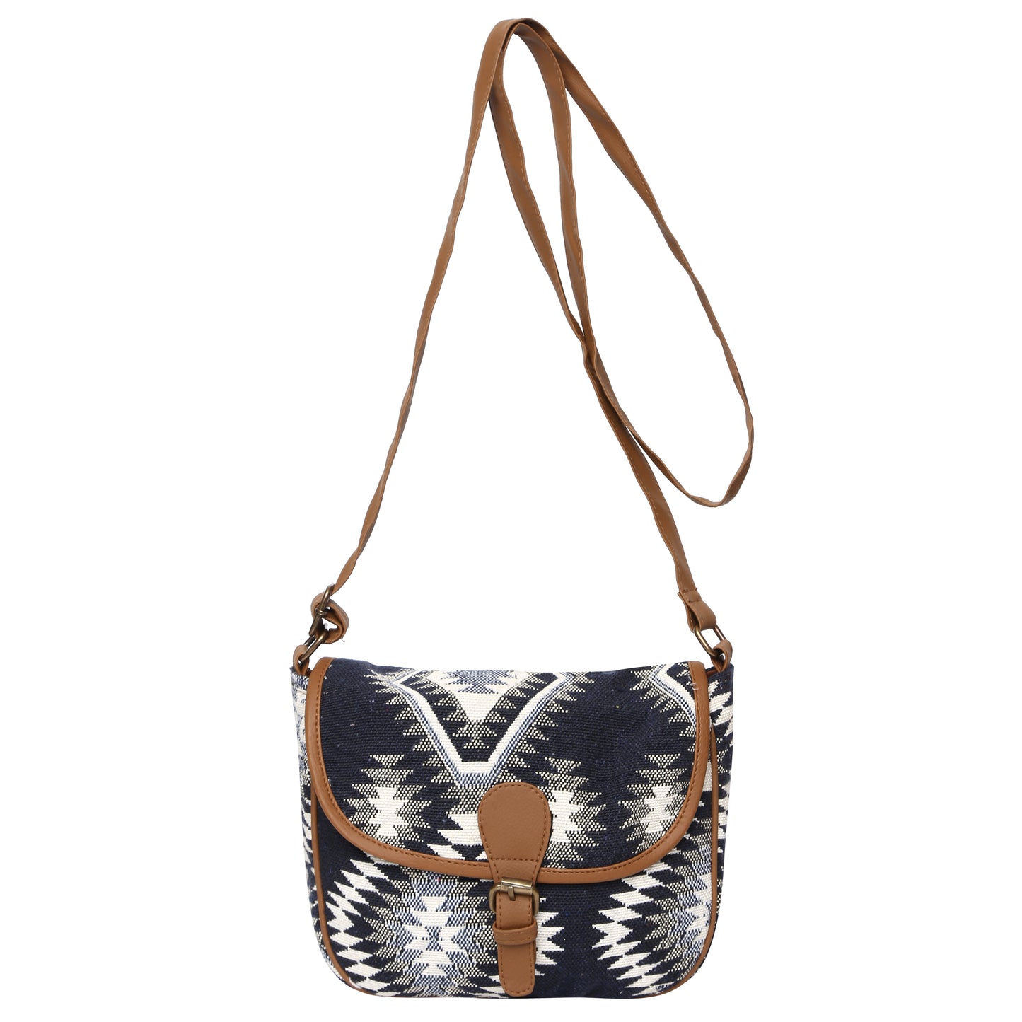 Women's Crossbody Black Aztec Textured Bag