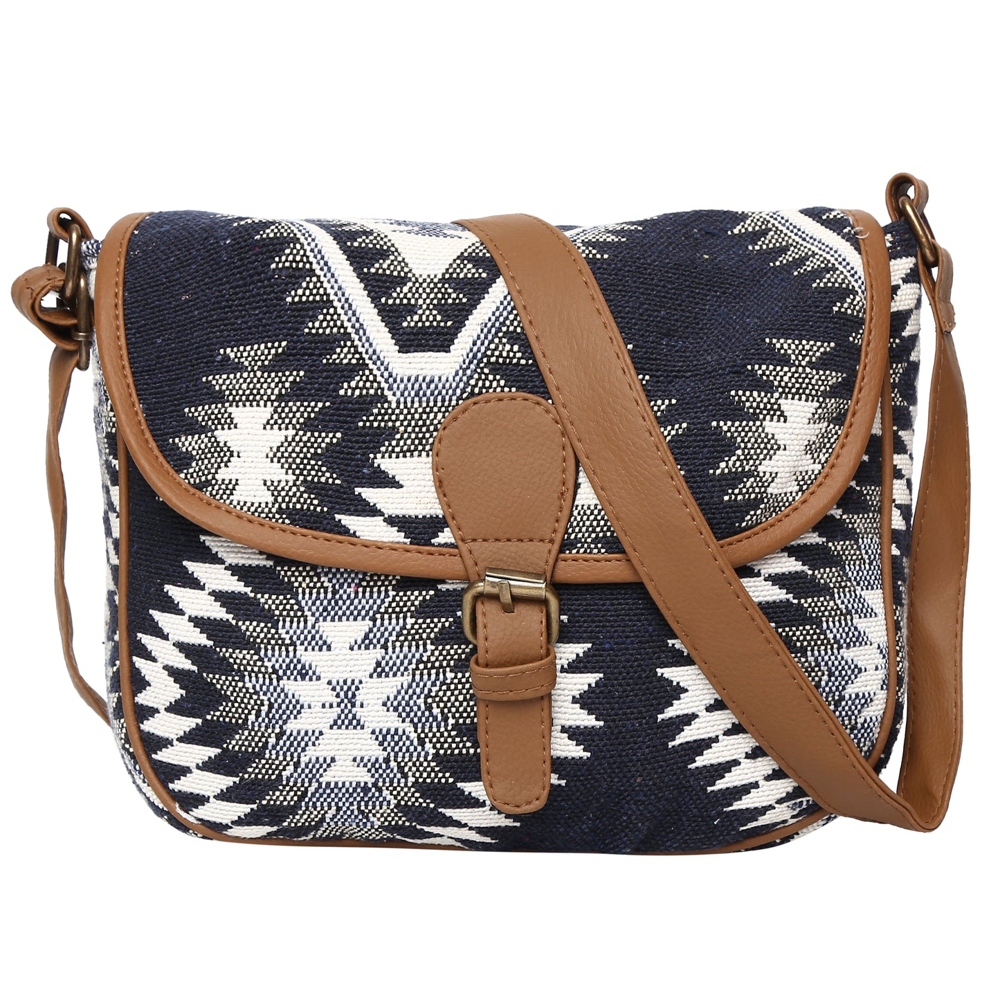 Women's Crossbody Black Aztec Textured Bag