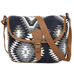 Women's Crossbody Black Aztec Textured Bag