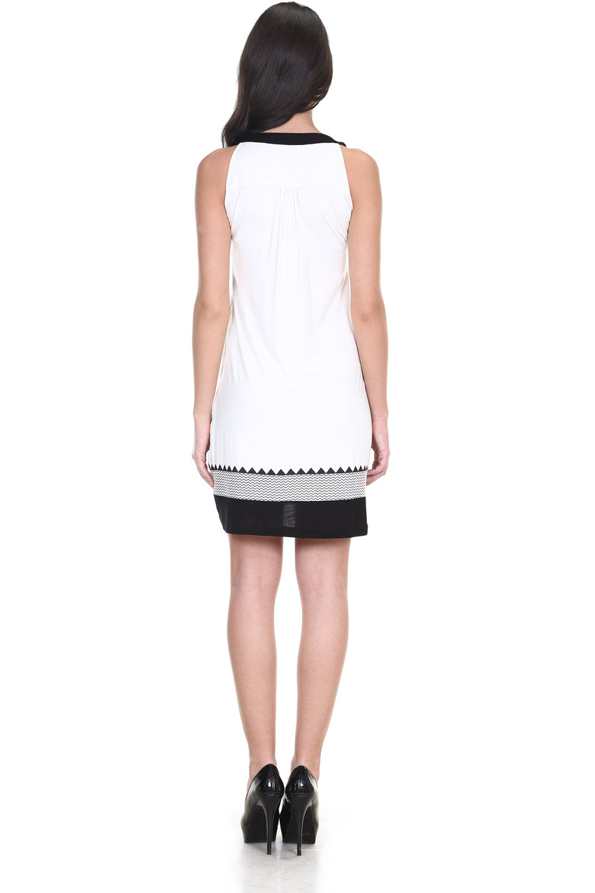 Global Desi Womens Boho Embroidered Yoke and Hem Dress - Back