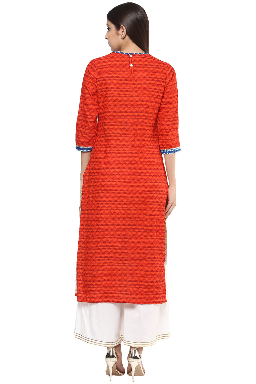Women's Kurta Tunic - 100% Cotton Unique Artisan Print - Back | In-Sattva
