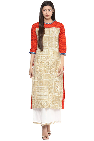 Women's Kurta Tunic - 100% Cotton Unique Artisan Print - Full Display | In-Sattva
