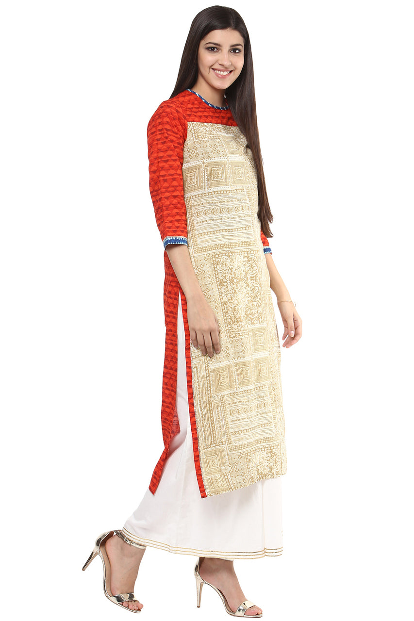 Women's Kurta Tunic - 100% Cotton Unique Artisan Print - Side | In-Sattva