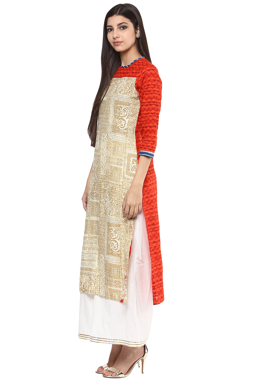 Women's Kurta Tunic - 100% Cotton Unique Artisan Print - Side | In-Sattva