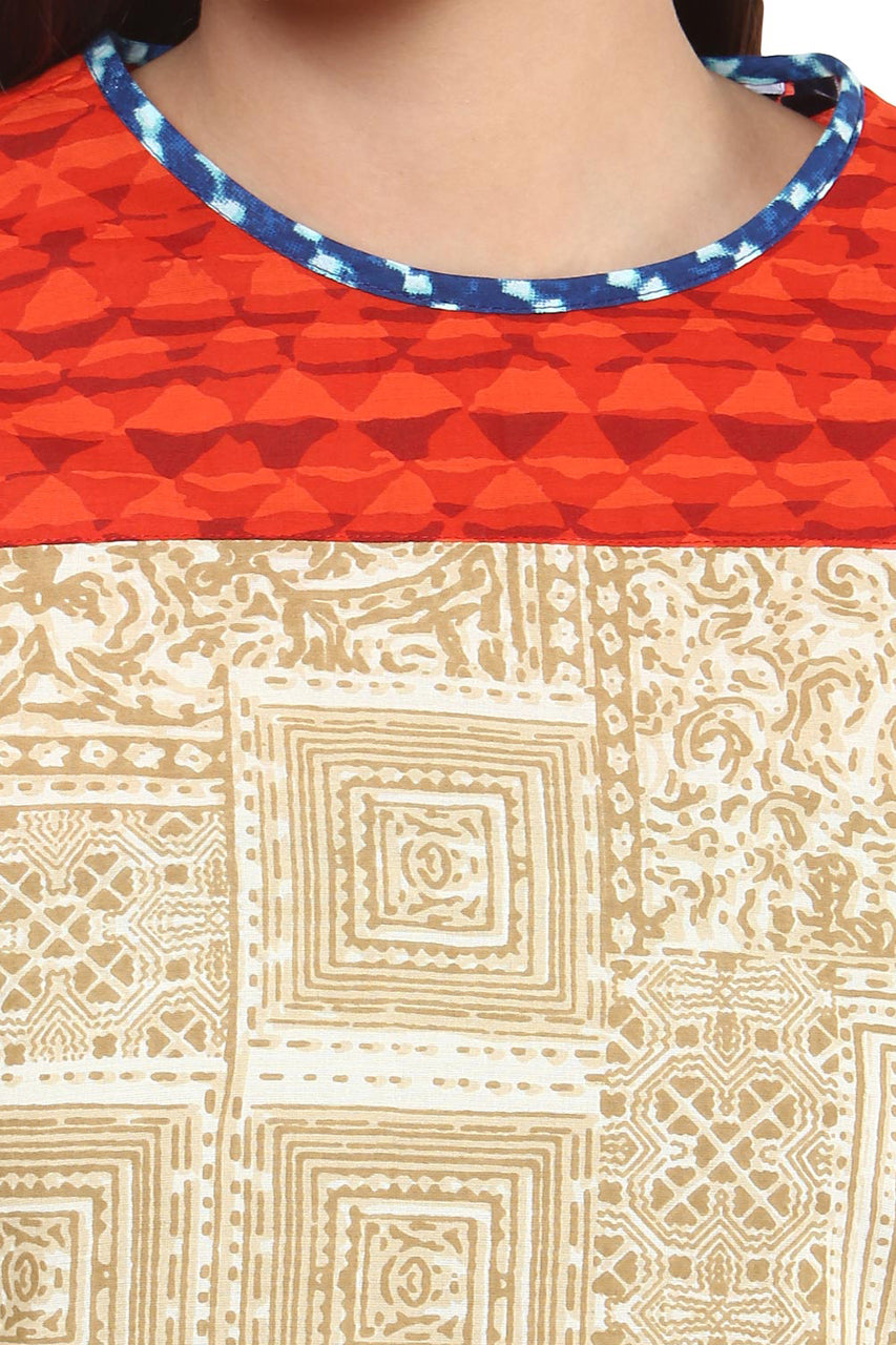 Women's Kurta Tunic - 100% Cotton Unique Artisan Print - Garment Details | In-Sattva
