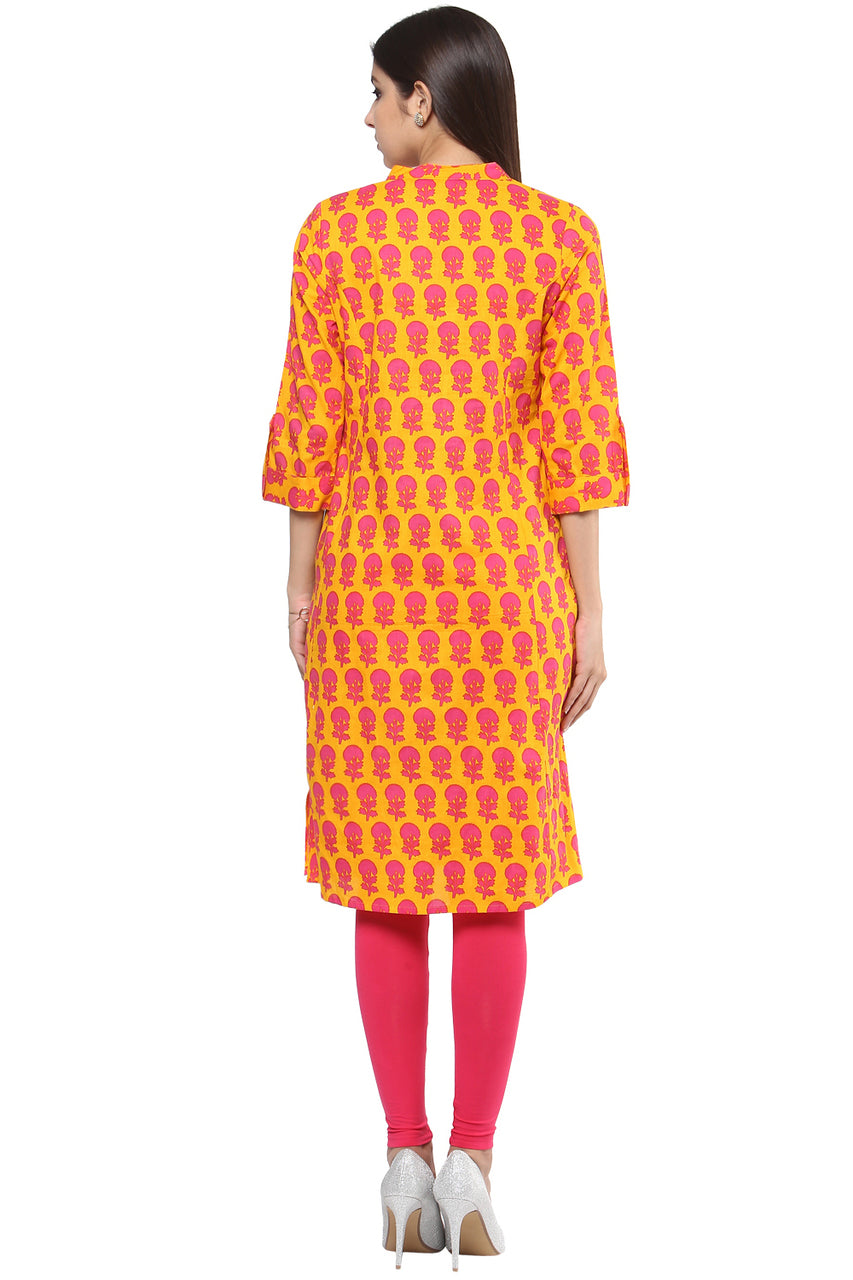 Kurta Tunic Shirt Dress Women's Indian Floral Print Cotton - Back | In-Sattva