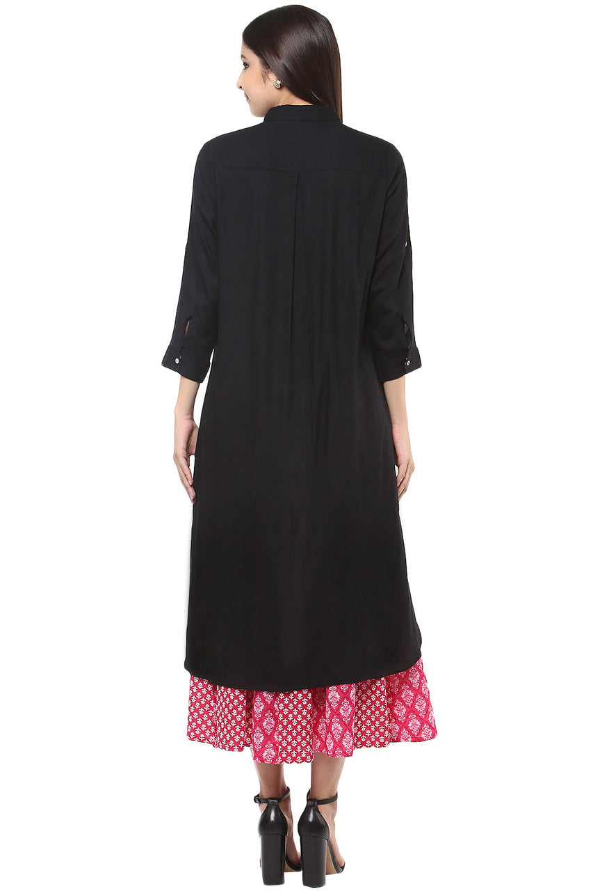 Long Shirt Kurta Tunic dress Rich Solid Color - Back - In-Sattva 