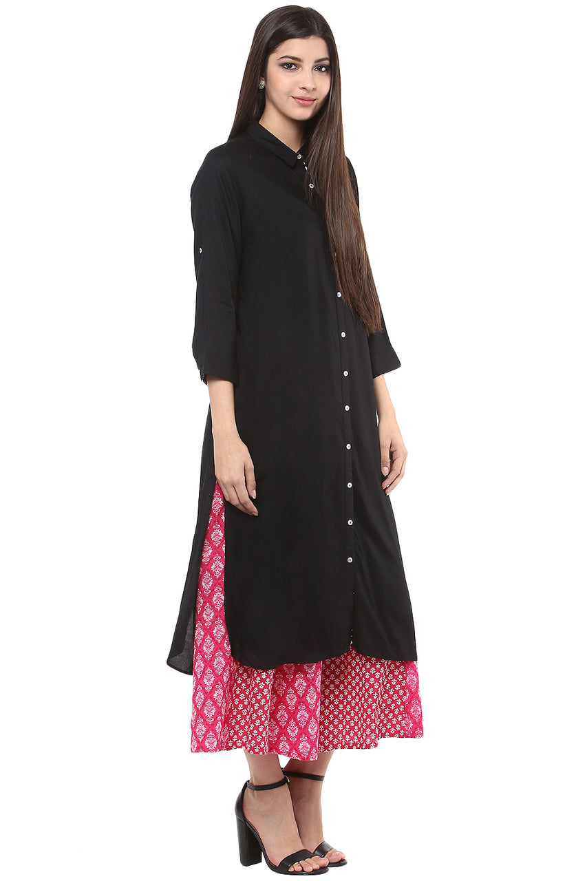 Long Shirt Kurta Tunic dress Rich Solid Color - Side right - In-Sattva 