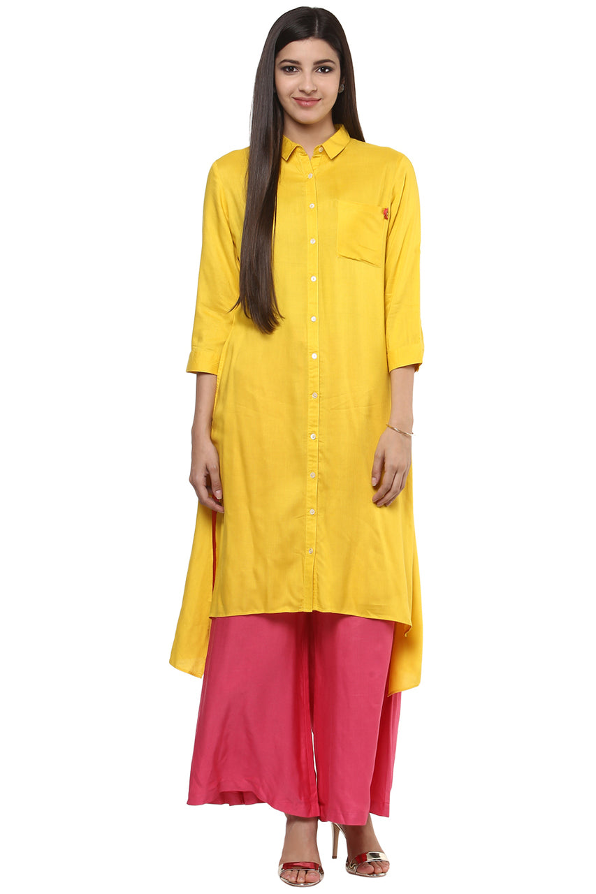 Long Shirt Kurta Tunic Dress Women's Pure Cotton Rich Solid Color - Full display - In-Sattva