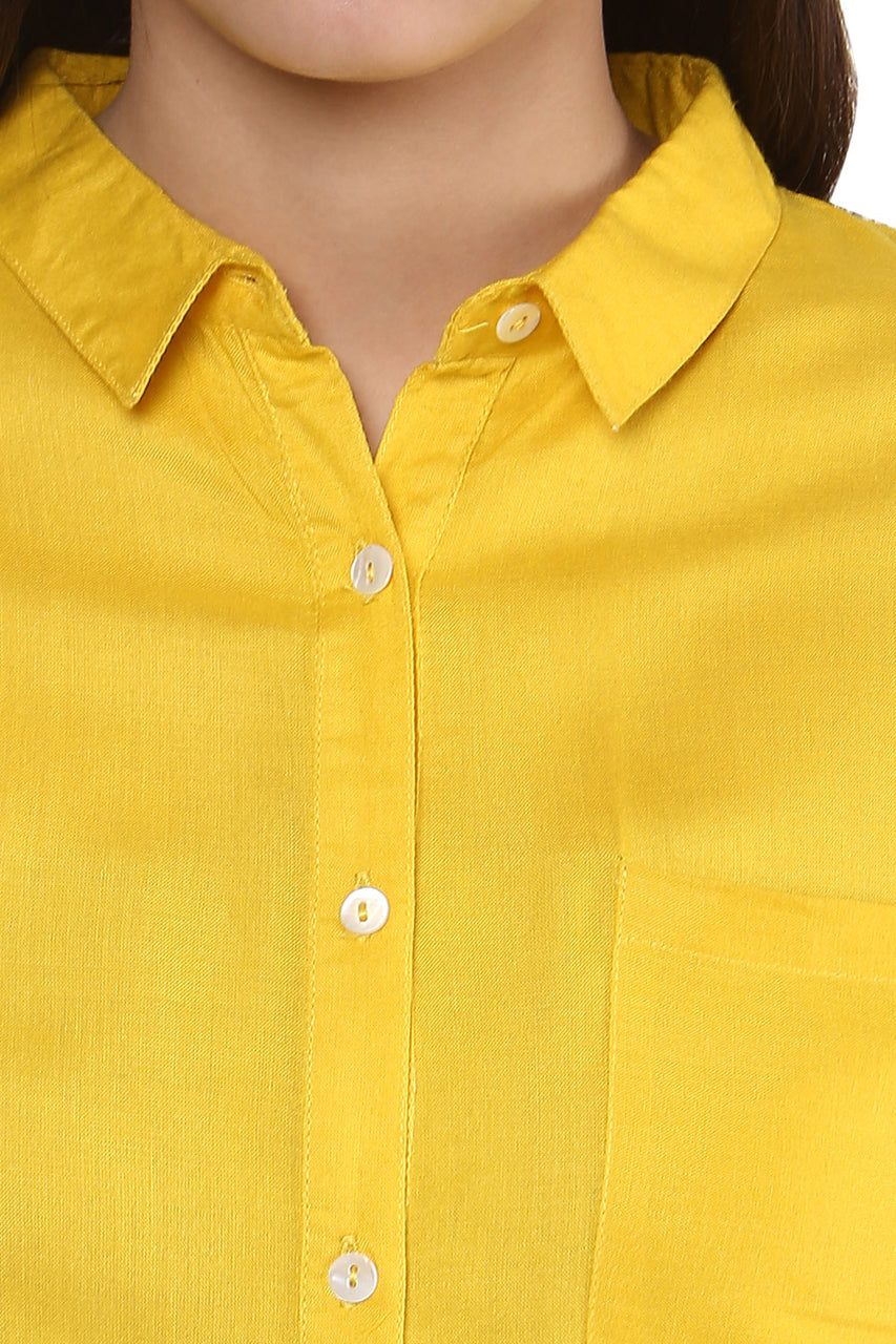 Long Shirt Kurta Tunic Dress Women's Pure Cotton Rich Solid Color - Garment details - In-Sattva