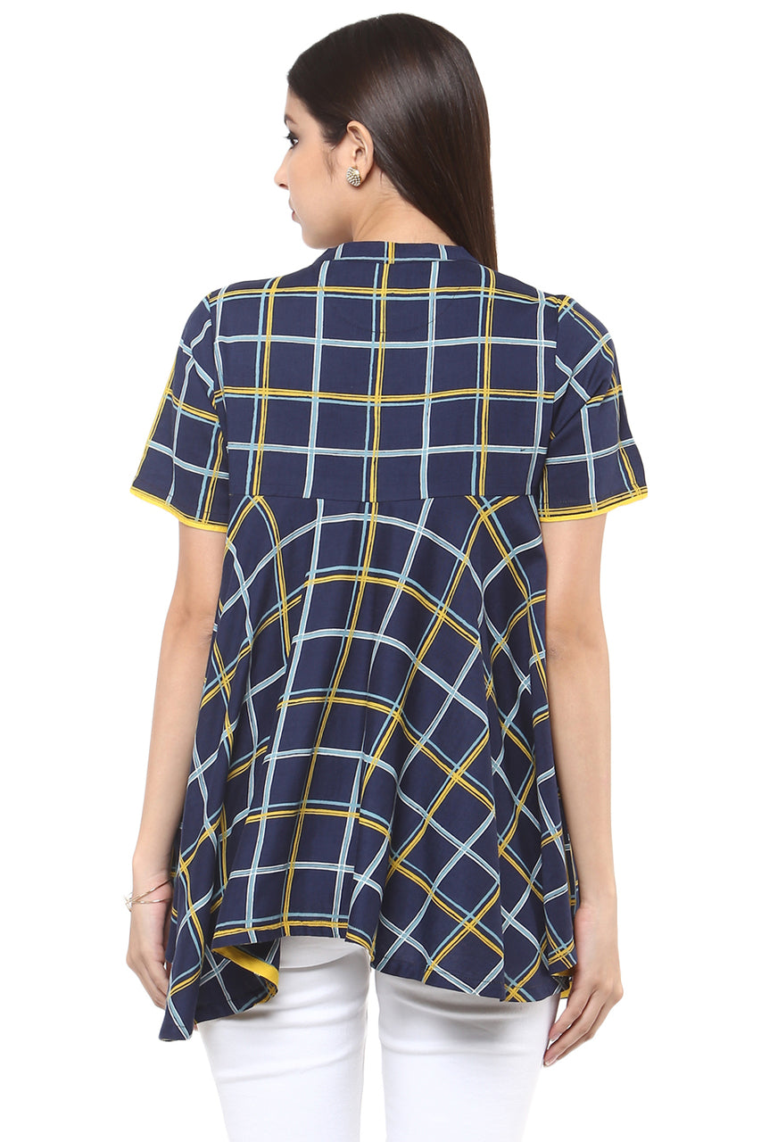 Exclusive Checkered Print In-Sattva Top Tunic - Back