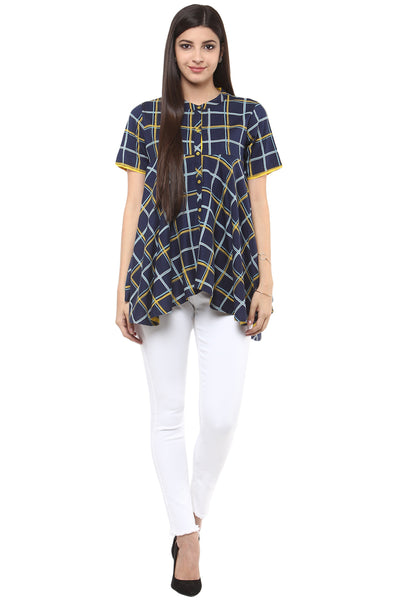 Exclusive Checkered Print In-Sattva Top Tunic - Full display 