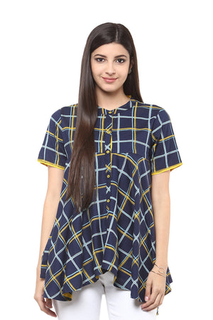 Exclusive Checkered Print In-Sattva Top Tunic - front 