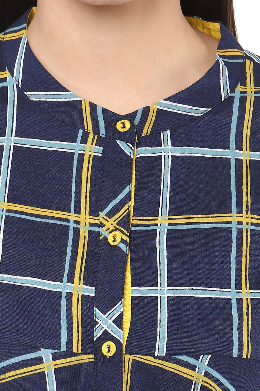 Exclusive Checkered Print In-Sattva Top Tunic - Garment details