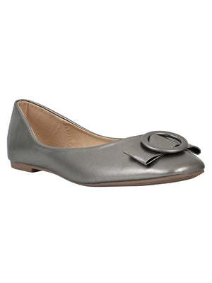 Jove Women's Ballerina Flat with Bow Gunmetal