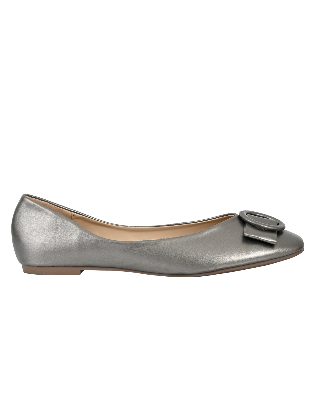 Jove Women's Ballerina Flat with Bow Gunmetal