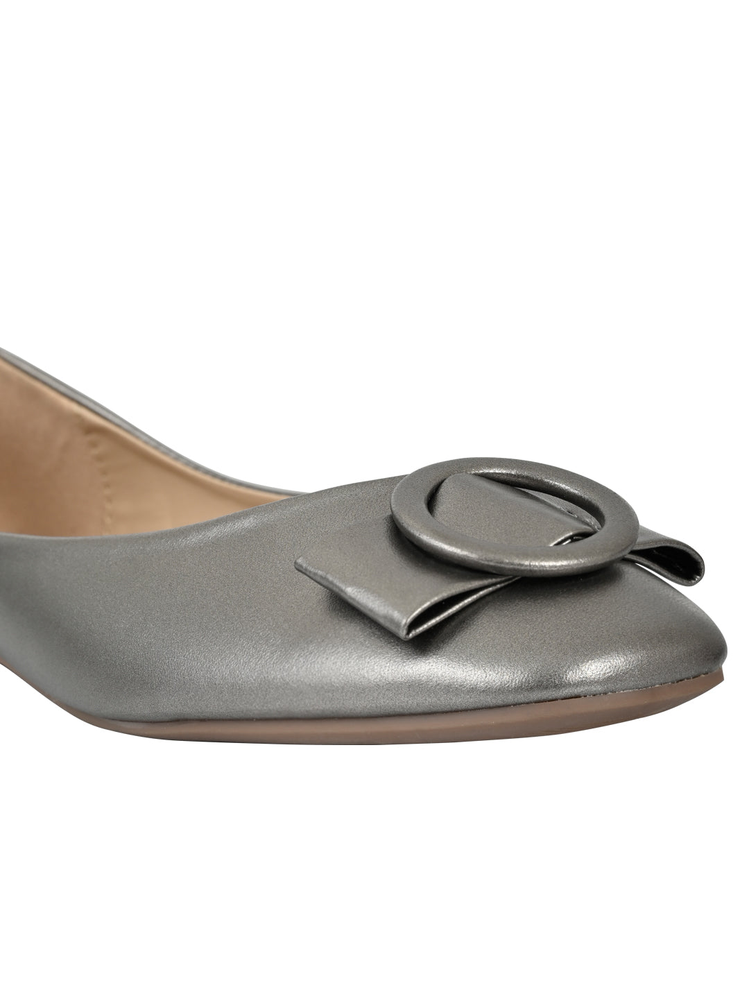 Jove Women's Ballerina Flat with Bow Gunmetal