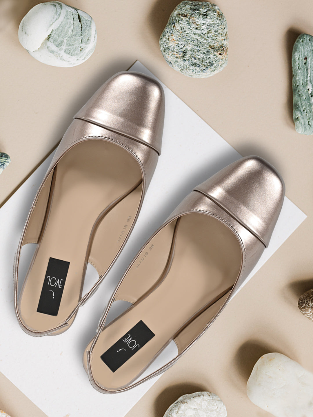 Jove Women's Sling Back Ballerina Flat Rose Gold