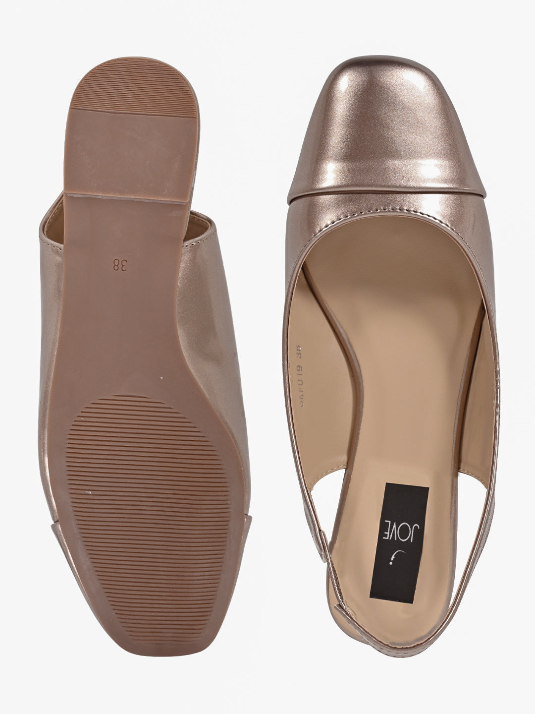 Jove Women's Sling Back Ballerina Flat Rose Gold