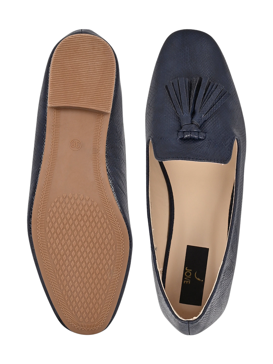 Jove Women's Snakeskin Ballerina Flat Loafer
