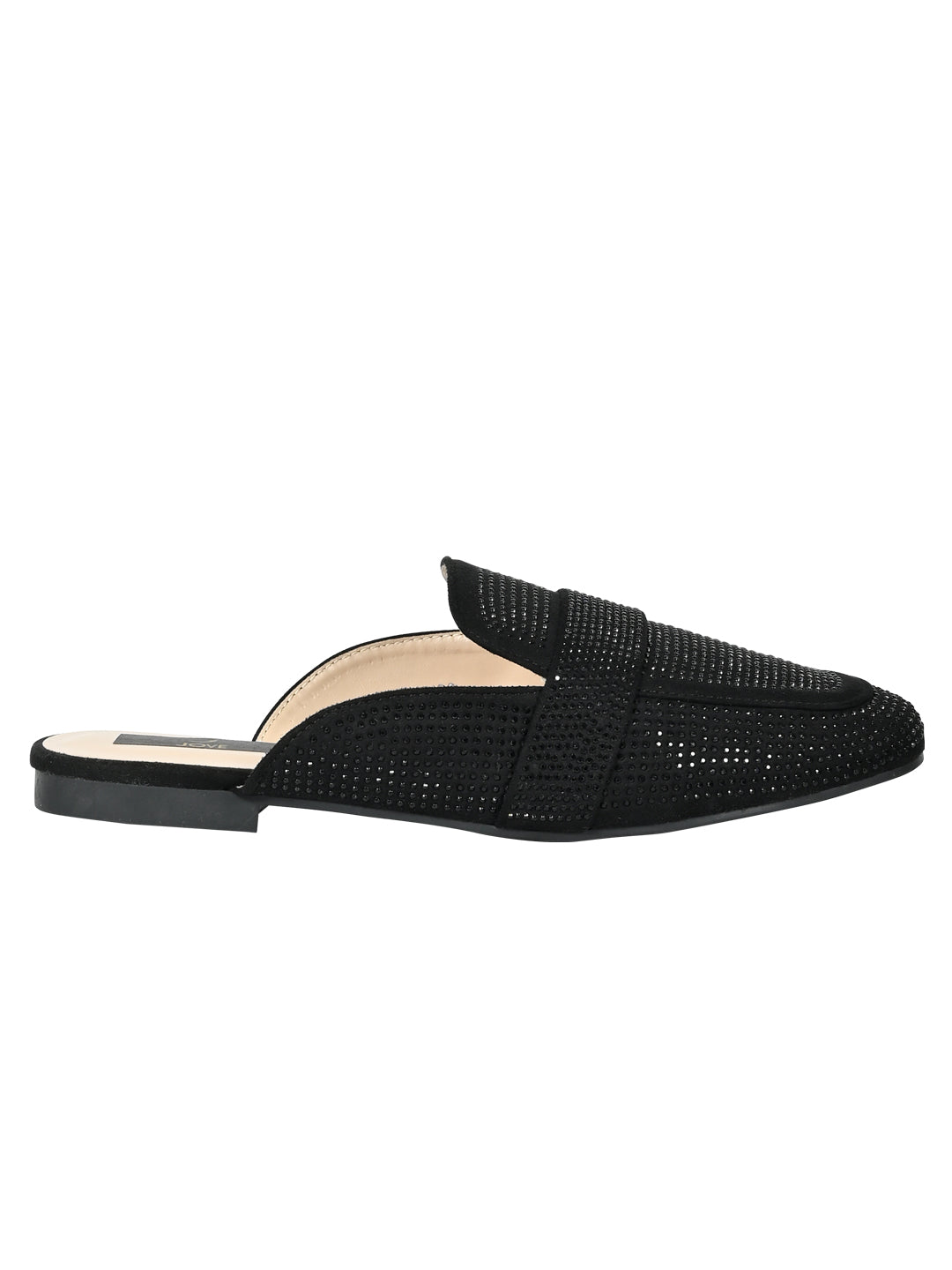 Jove Women's Black Sparkle Mules